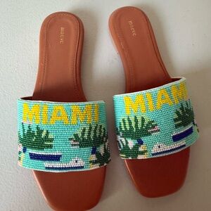 MAEVE The Fiona Beaded Slide Sandals - Miami